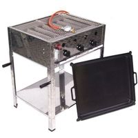 55510 - Edelstahl Gasbräter 3- flammig SET 6 Wurstbräter