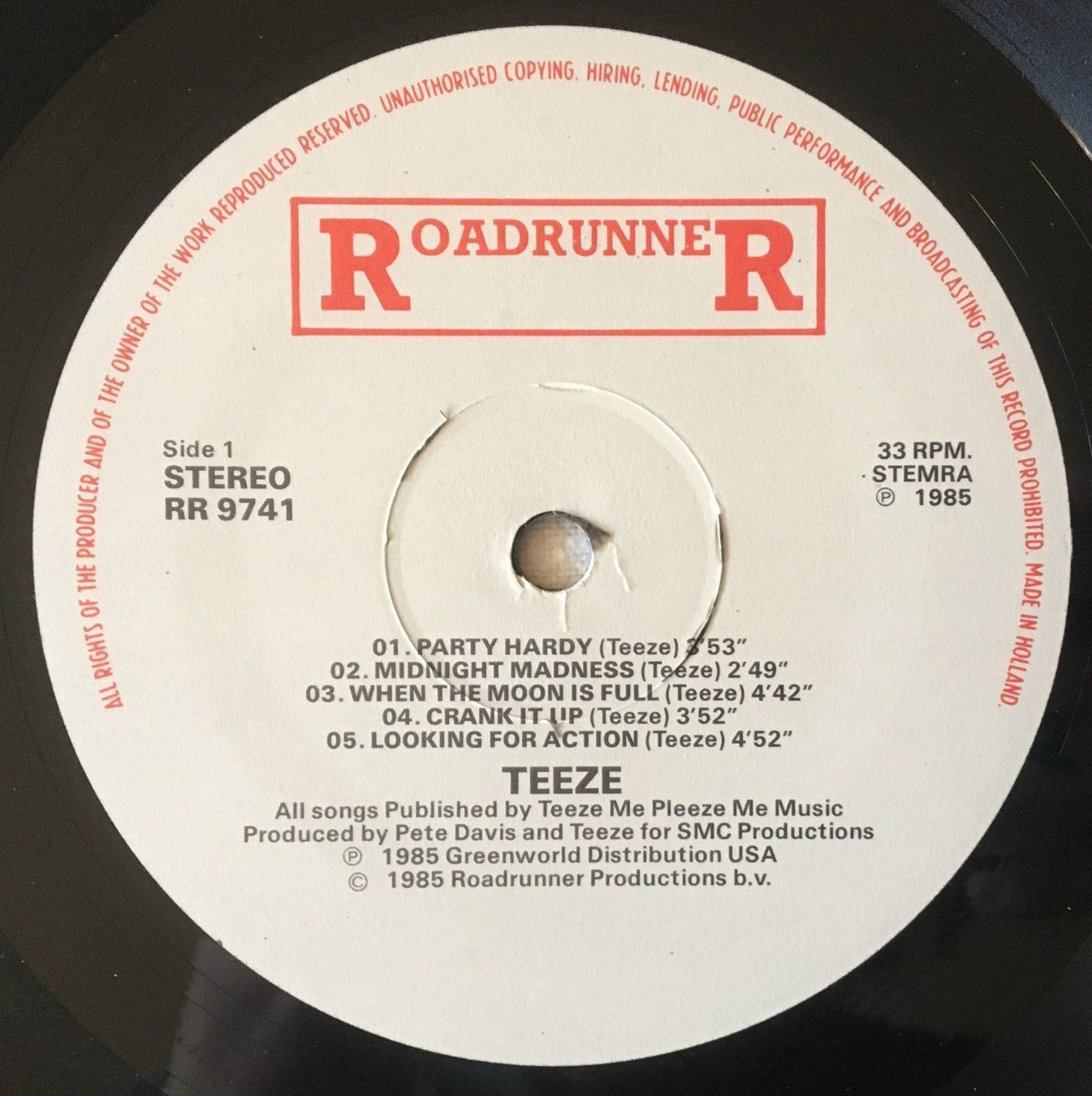 Schallplatten: Teeze -Teeze - LP - 1985 - First Press - Roadrunner Records – Gebraucht aus Uster von Zardodel 4