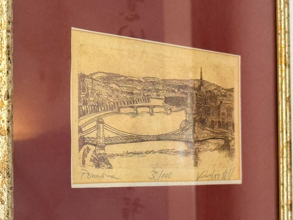 Dipinti: Framed Etching of Budapest, Limited Edition, Signed Art – Usato da Commugny venduto da semamonfrinoli 1
