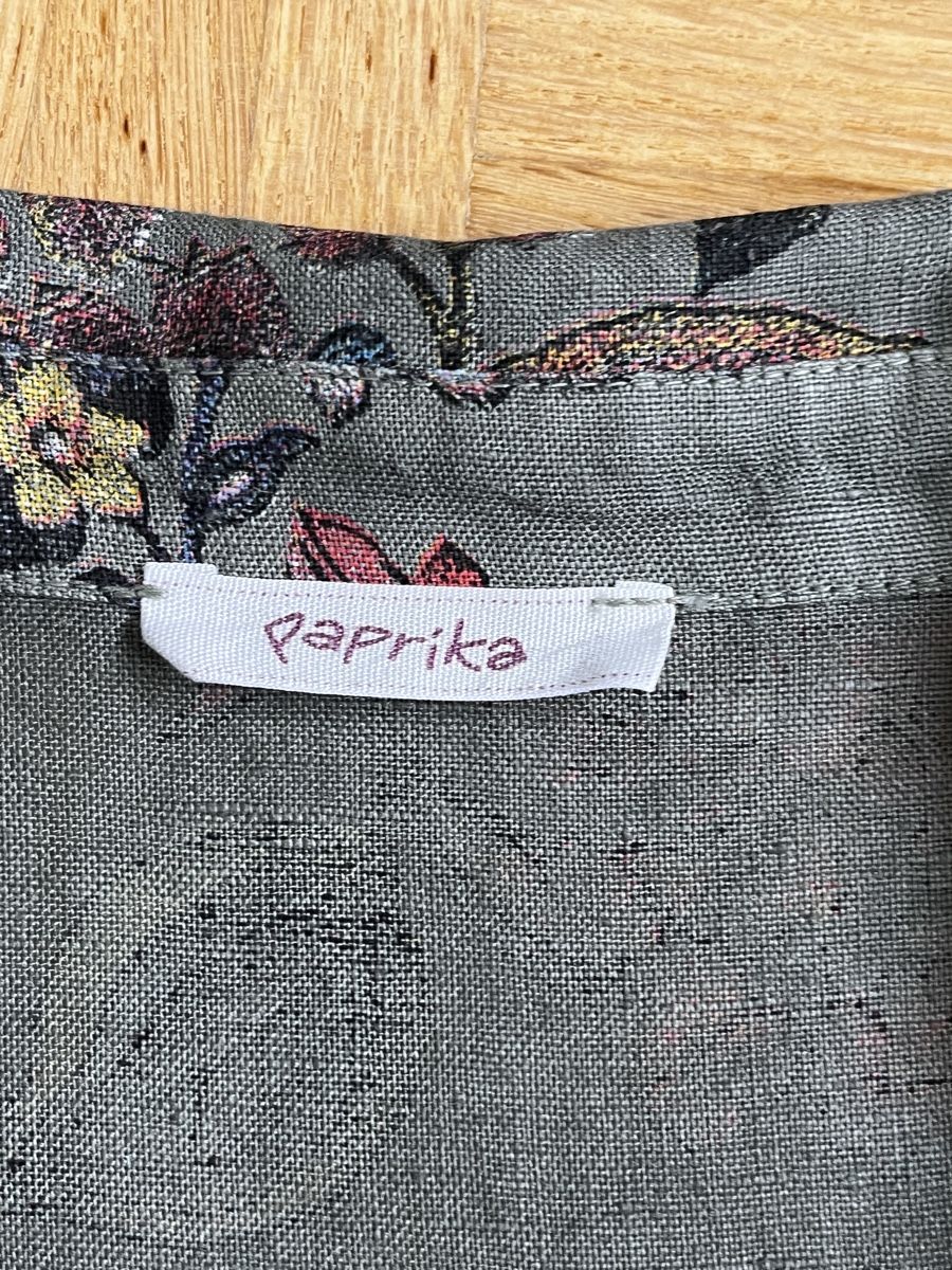 Vestiti: Paprika Tunikakleid, Gr. M, Khaki Blumenmuster, Leinen – Usato da Zürich venduto da Kleanthy 2