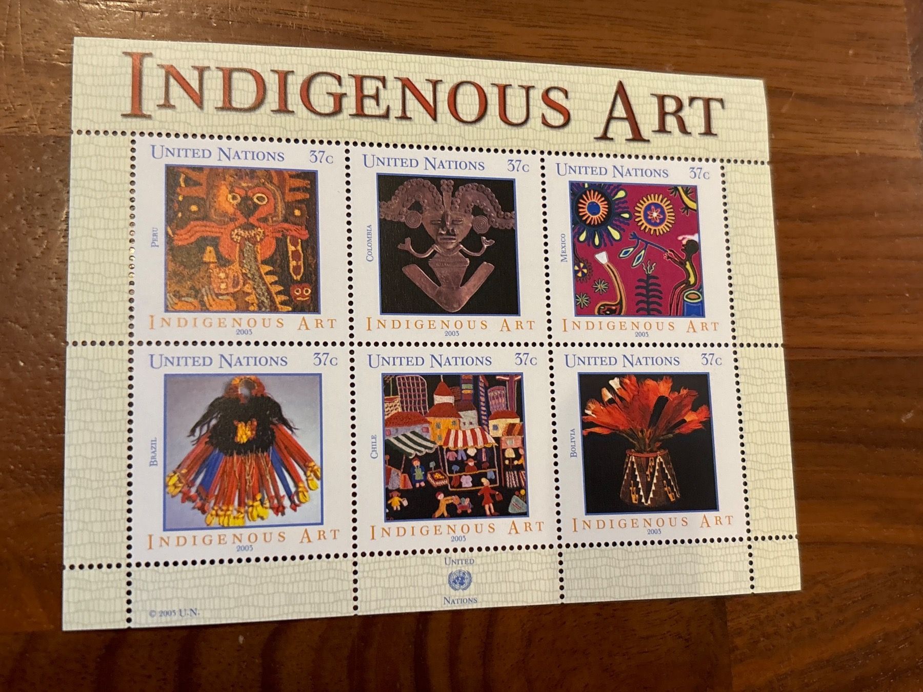 Alle Briefmarken: UN Briefmarken Indigenous Art 2005 gestempelt – Neu und originalverpackt aus Zürich von engebrunau