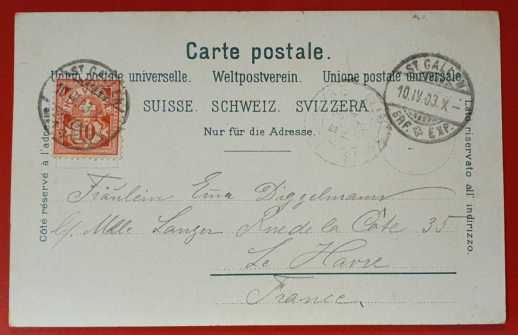 Ansichtskarten: St.Gallen 1903 - Multergasse – Gebraucht aus Kreuzlingen von Rschweiz1 1