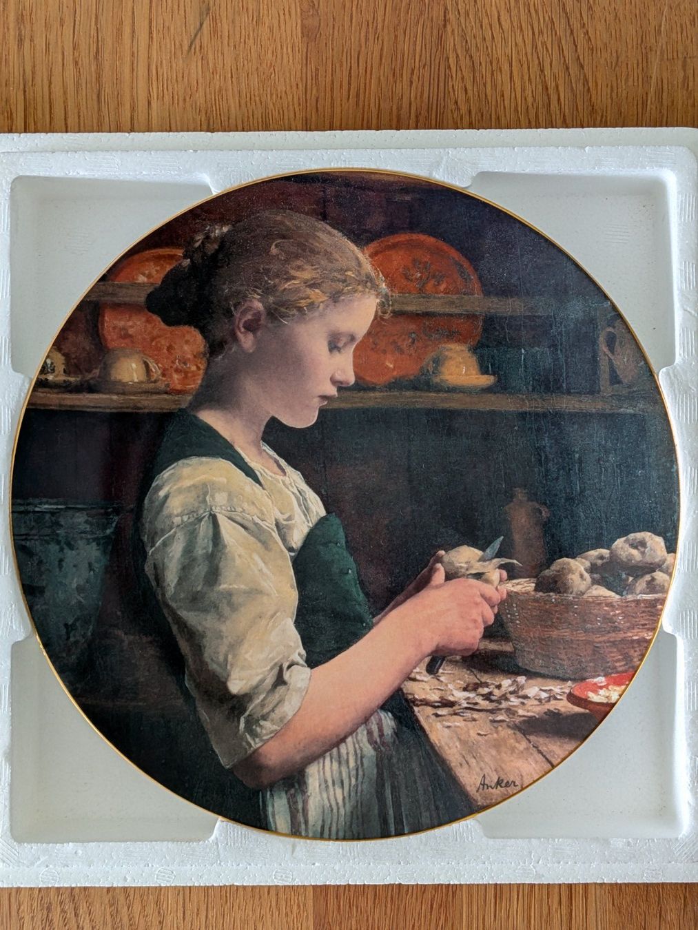 Teller: Sammelteller Albert Anker "Kartoffelschälendes Mädchen" 1990 – Gebraucht aus Port von gecotom