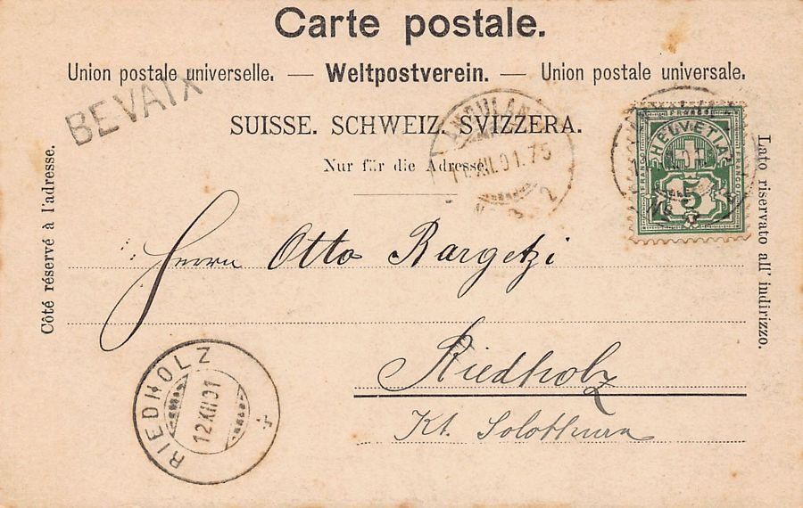 Cartoline postali: Neuchâtel, Musée des Beaux-Arts, circulée 1901, Stabstempel – Usato da Frauenfeld venduto da POML 1