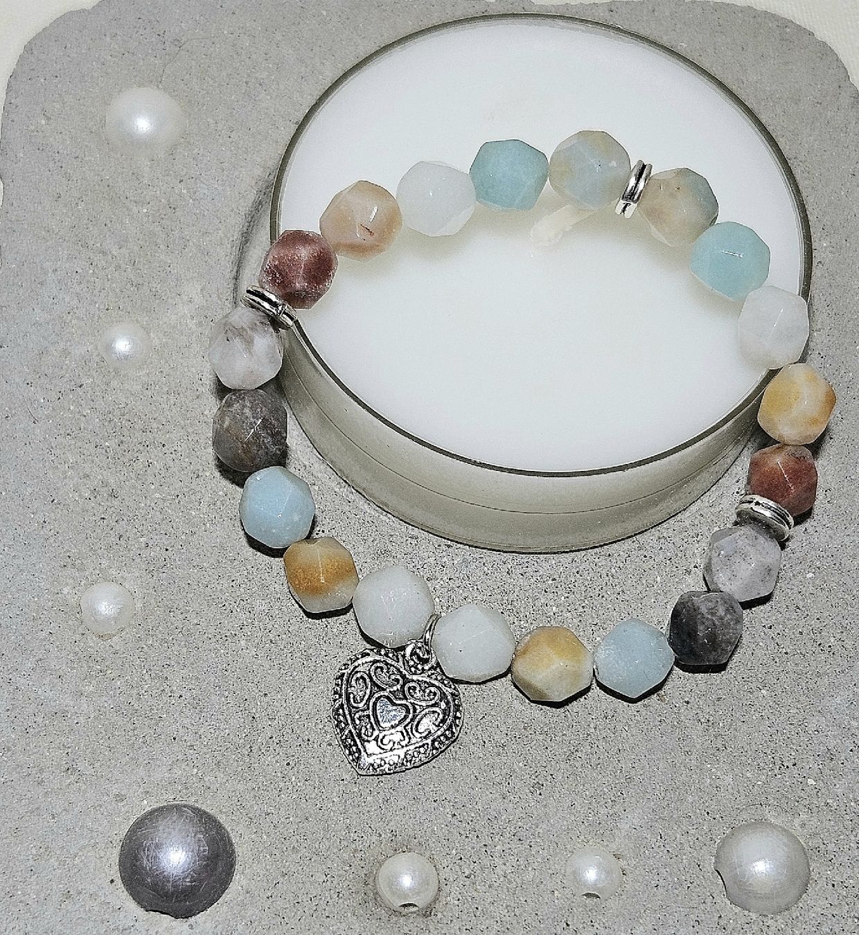 Bracciali & Braccialetti: Amazonit-Herz Armk. - Spendenaktion – Nuovo (secondo la descrizione) da Unterkulm venduto da Nachtigall 4