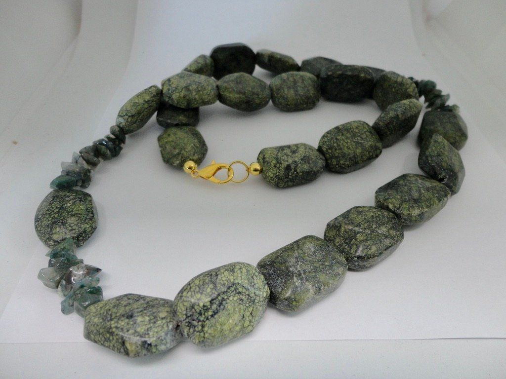 Catenine: Halskette - Serpentin, Moosachat – Nuovo (secondo la descrizione) da Biberist venduto da tl-schmuck 2