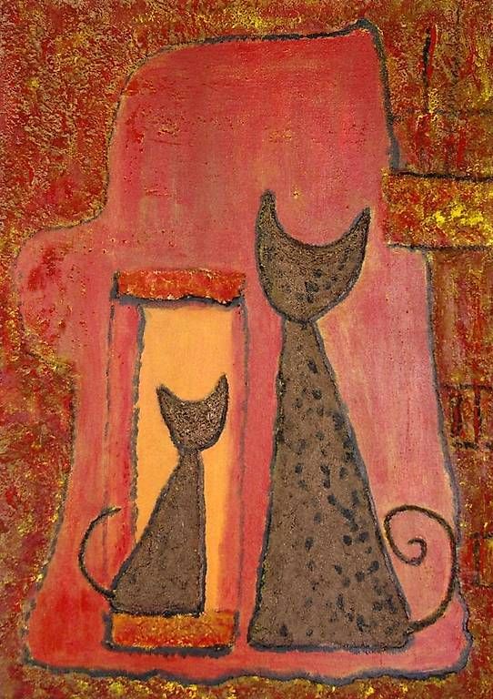 Gemälde: Acrybild Katzen – Gebraucht aus Romanshorn von Besan