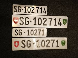 Kontrollschilder  SG 10271 SG + 102714  Abtretung St. Gallen