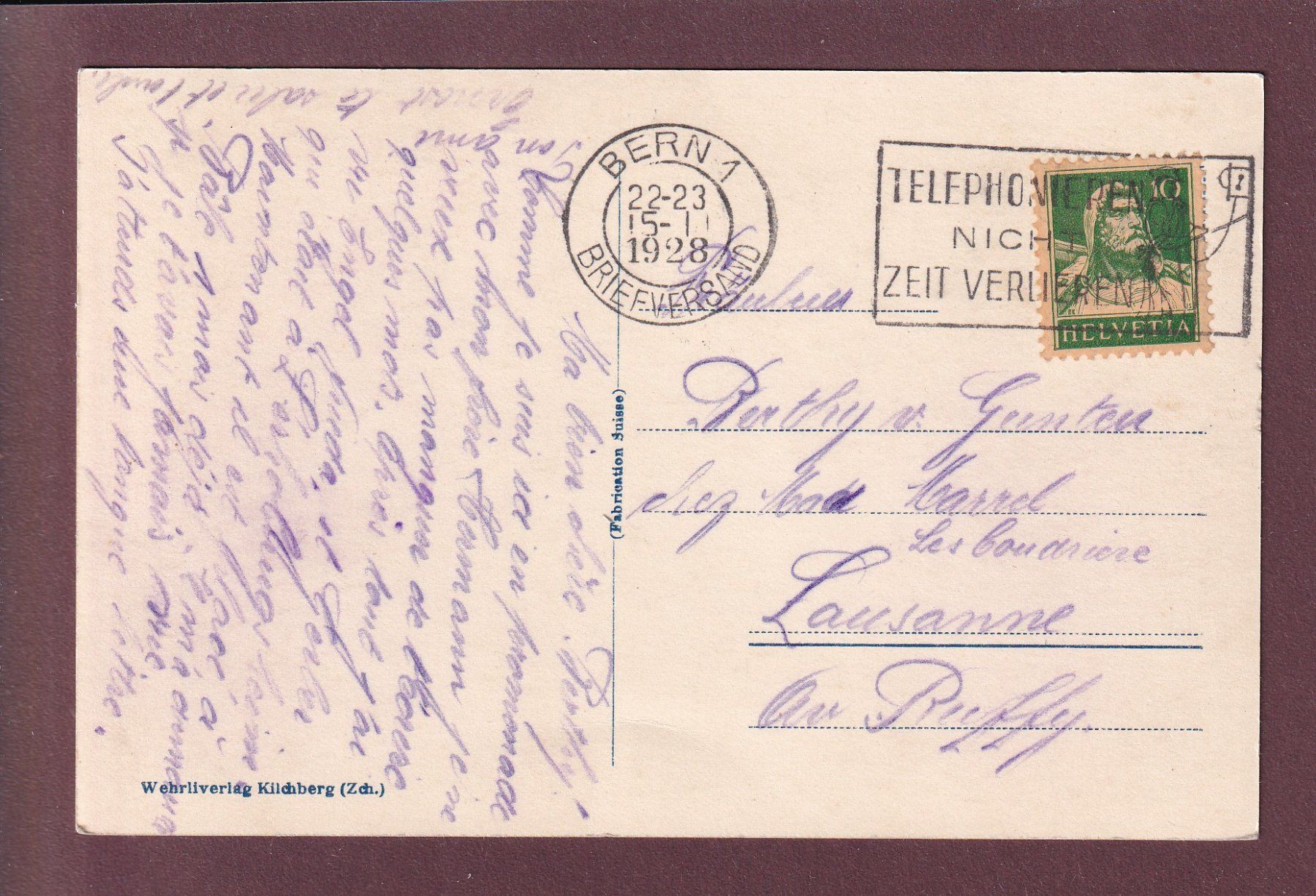 Ansichtskarten: BERN - Aussicht vom Gurten - 1928 – Gebraucht aus Pully von nicecards 1