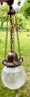 Art Deco Deckenlampe Messing & Glas-Schirm