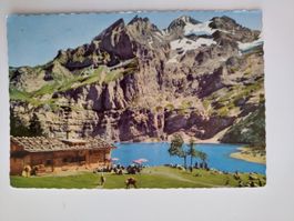 Alte Postkarte Oeschinensee bei Kandersteg Berghaus am Berg
