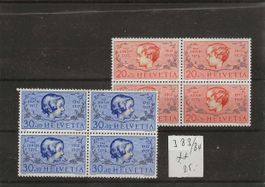 timbre Pro Juventute 1937 J83 J84 bloc de 4 **