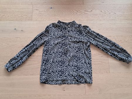 Elegante Seidenbluse SET Gr. 38 schwarz/weiss Muster
