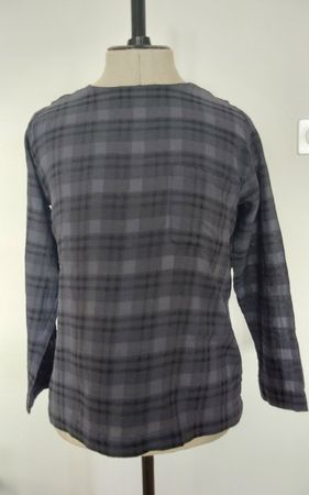 Bluse Tunika Pomandère 38 Baumwolle blau kariert