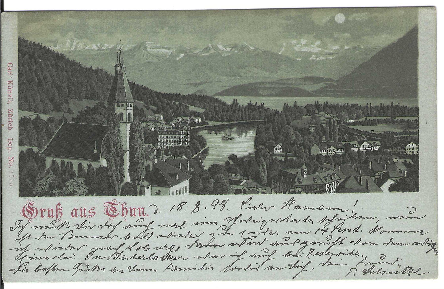 Cartoline postali: Gruss aus Thun, Litho – Usato da Wildhaus venduto da Brunphil