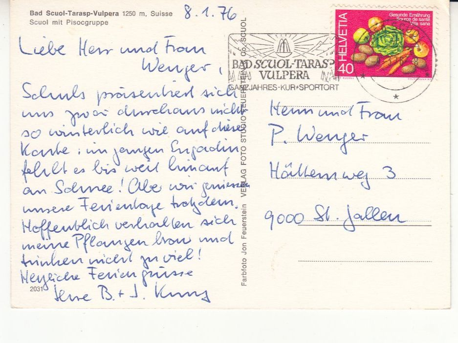 Cartoline postali: Scuol 1976 – Usato da Bürglen TG venduto da StampGraf 1