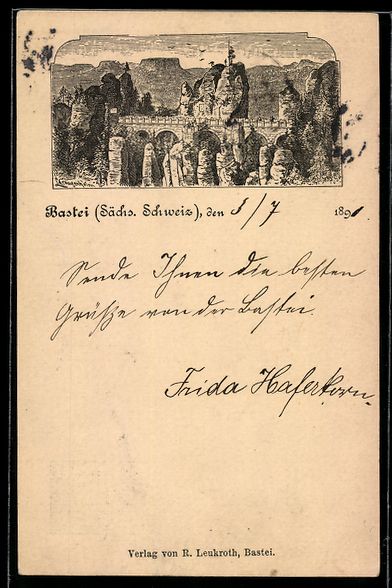 Cancelleria postale: Vorläufer-Lithographie Bastei /Sächs.  – Usato da Berlin venduto da bartko-reher