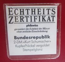 Kurt Schumacher 2 DM Gedenkmünze 1982 - Mz F  - vergoldet
