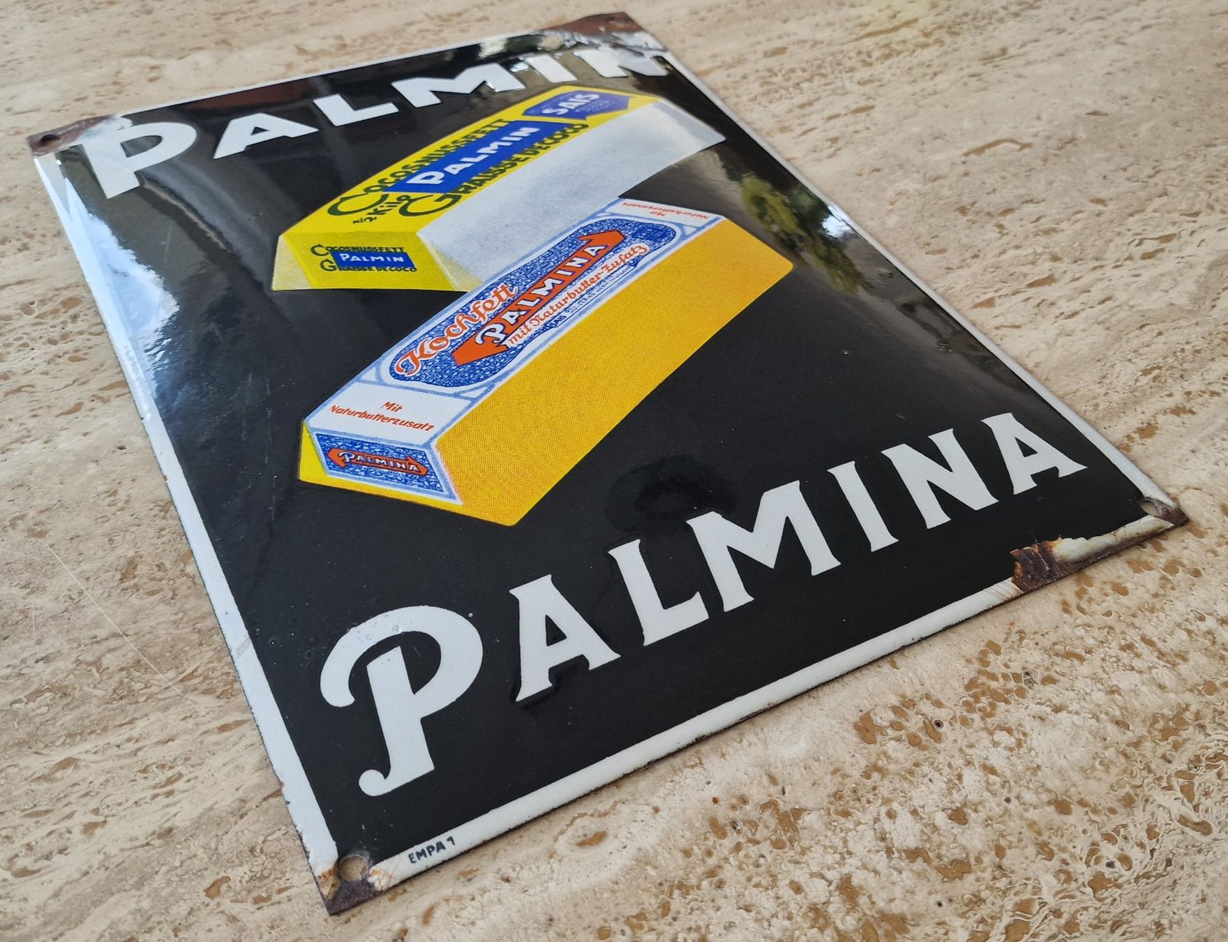 Insegne: Emailschild " PALMIN PALMINA " altes CH Original – Usato da Wagen venduto da email-ernst 2