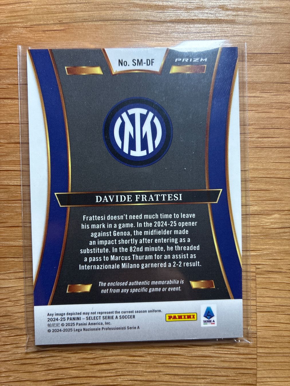 Topps Carte collezionabili: Panini Select Davide Frattesi Inter Mailand Patch – Usato da Wangenried venduto da Garagara 1