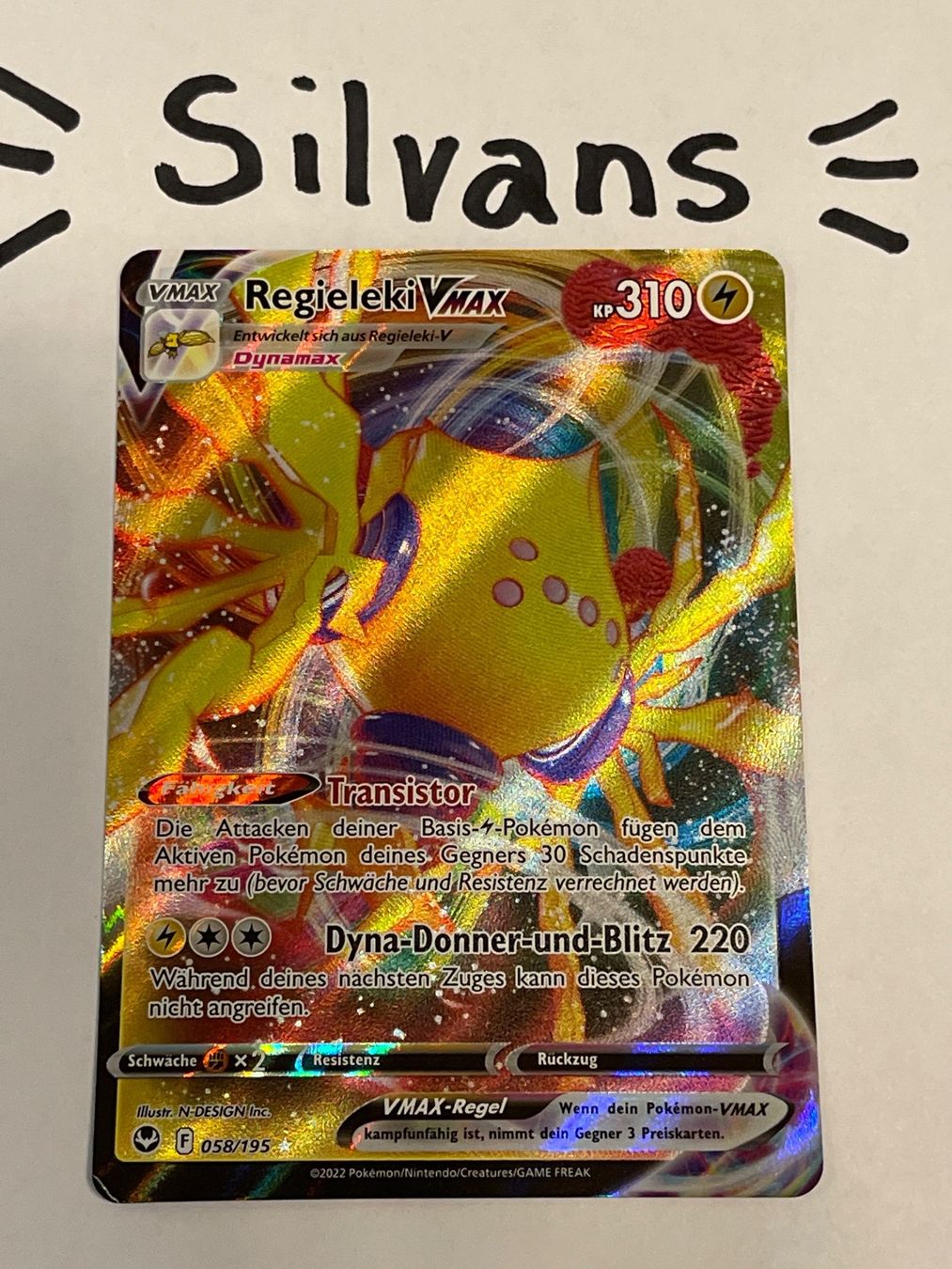 Pokémon Carte collezionabili: Regieleki Vmax 059/195 Silberne Sturmwinde Silver Tempest DE – Nuovo (secondo la descrizione) da Wil SG venduto da Silvans