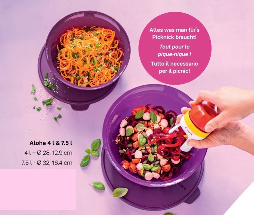 Tupperware Aloha Schüsseln 4l & 7.5l Set lila (Neu und originalverpackt ...