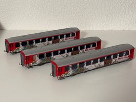 Bemo H0m RhB 3erSet EW I Bärenland Arosa  3 Wagennummern