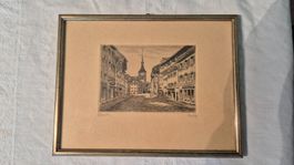 Stich gerahmt 'Stadt Aarau'