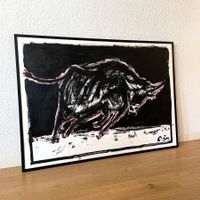 Taureau Stier Moderne Kunst Acryl Kreide Kuh Stefan Bammert