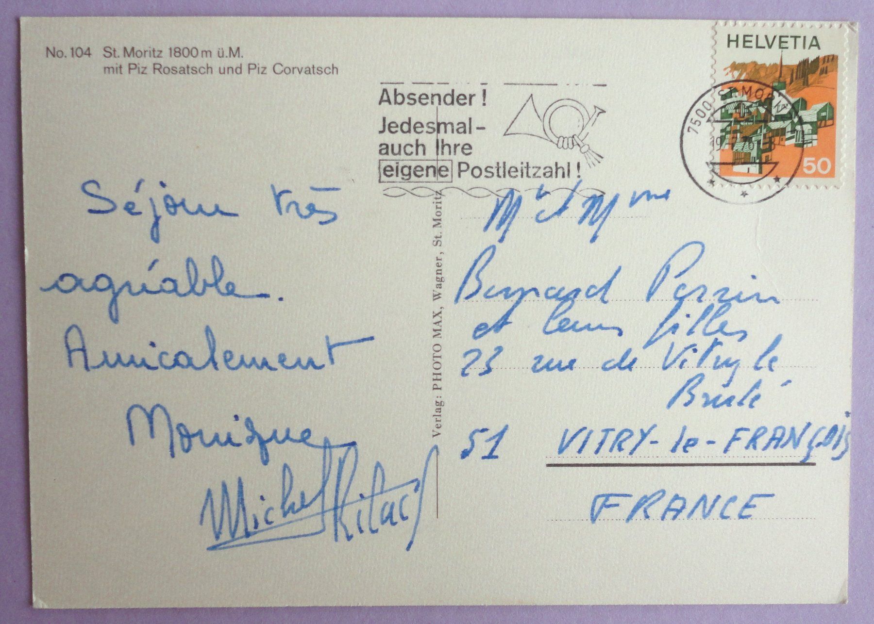 Cartes postales: St. Moritz 1800 m ü.M. – D'occasion à Fétigny par Billy2miny 1