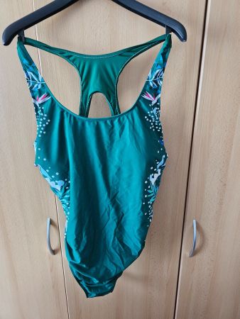 Grüner Sommer Badeanzug mit Blumenmuster, Grösse 6/XL