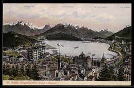 AK St. Moritz /Engadin, Hôtel Bristol v. Bahnhof