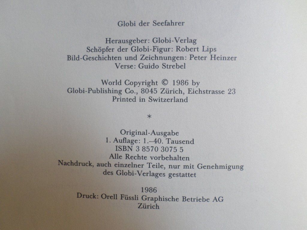 Bücher: Globi der Seefahrer / 1. Auflage 1986 – Gebraucht aus Liestal von man_7bt6 2