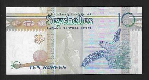 Banconote: Seychelles  10  Rupees  Bankfrisch – Nuovo (secondo la descrizione) da Gordola venduto da coinsandnotes