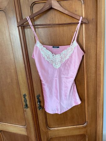 Orwell Top/ Negligée, 100% Seide zartrosa pink mit Spitze