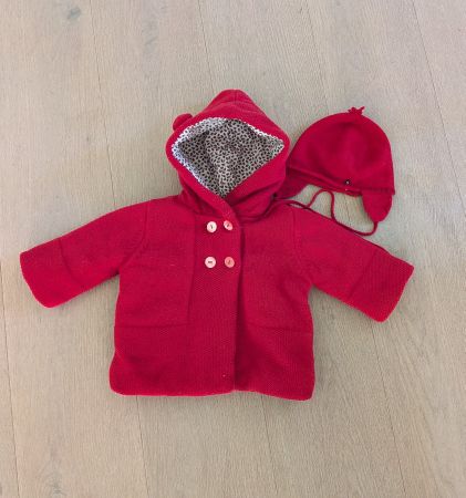 Jacadi Strickjacke  & Mütze, Gr. 6 Mt. 68/74