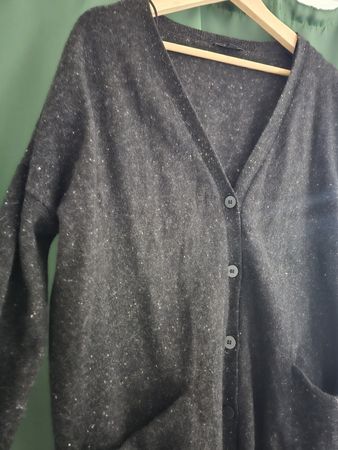 COS Strickjacke 100 % Wolle anthrazit meliert Gr. M