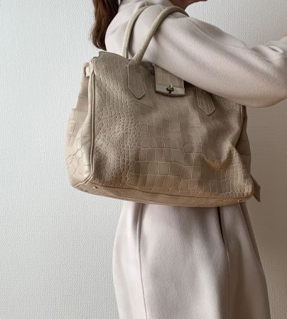 Navyboot Kurzgrifftasche in Alligator-Optik. Leder.