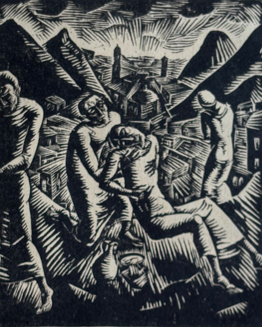 Xilografie: Ignaz Epper, 2x Holzschnitt, Samariter, Geisselung, 1920er – Usato da Frauenfeld venduto da Merk52
