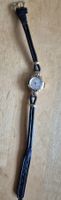 Montre femme vintage, bracelet cuir noir