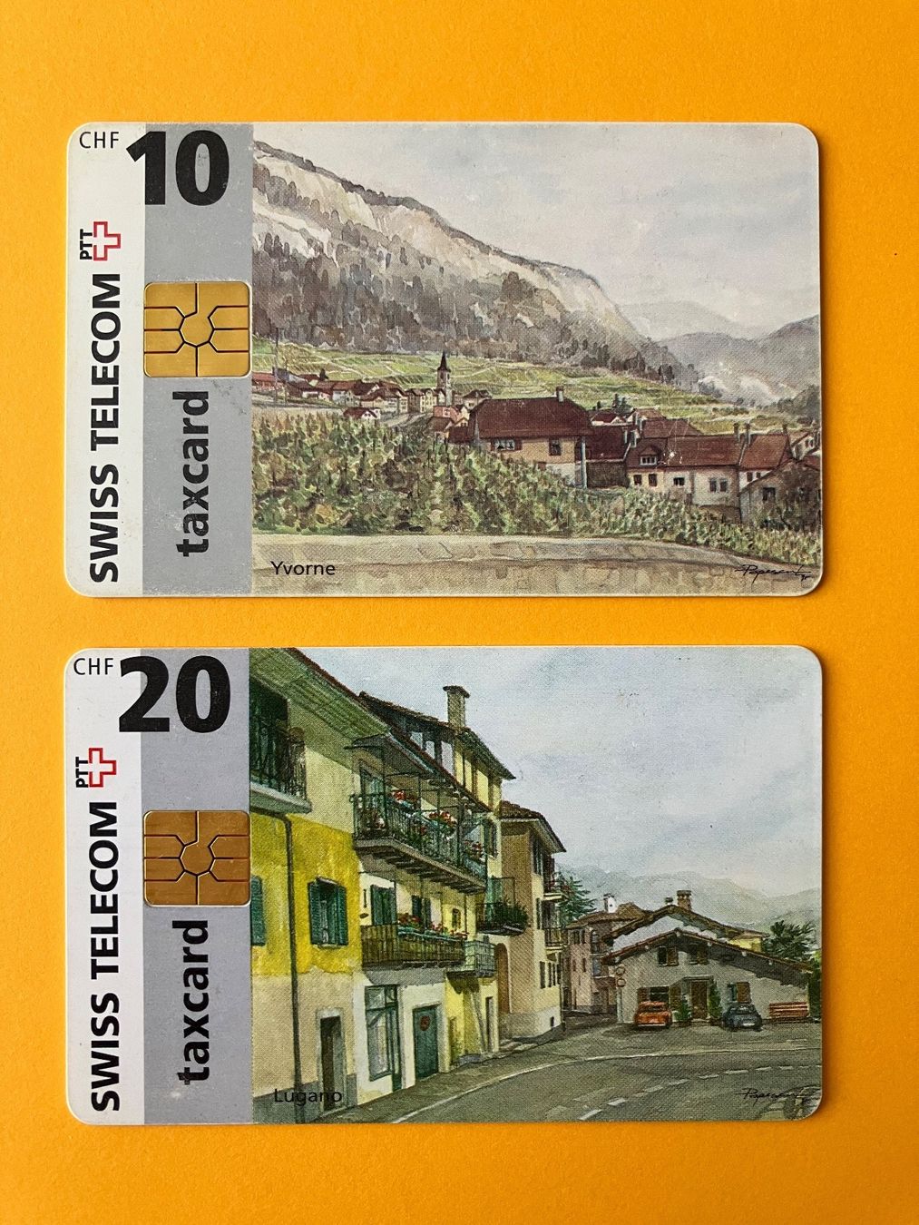 Schede telefoniche: 2x Taxcard, Lugano + Yvorne – Usato da Aarau venduto da luck123