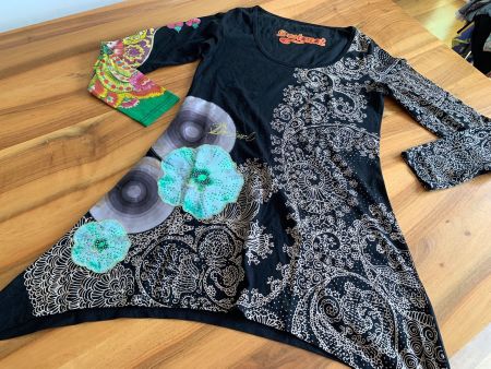 DESIGUAL kunterbuntes raffiniertes Tunikakleid Gr. L