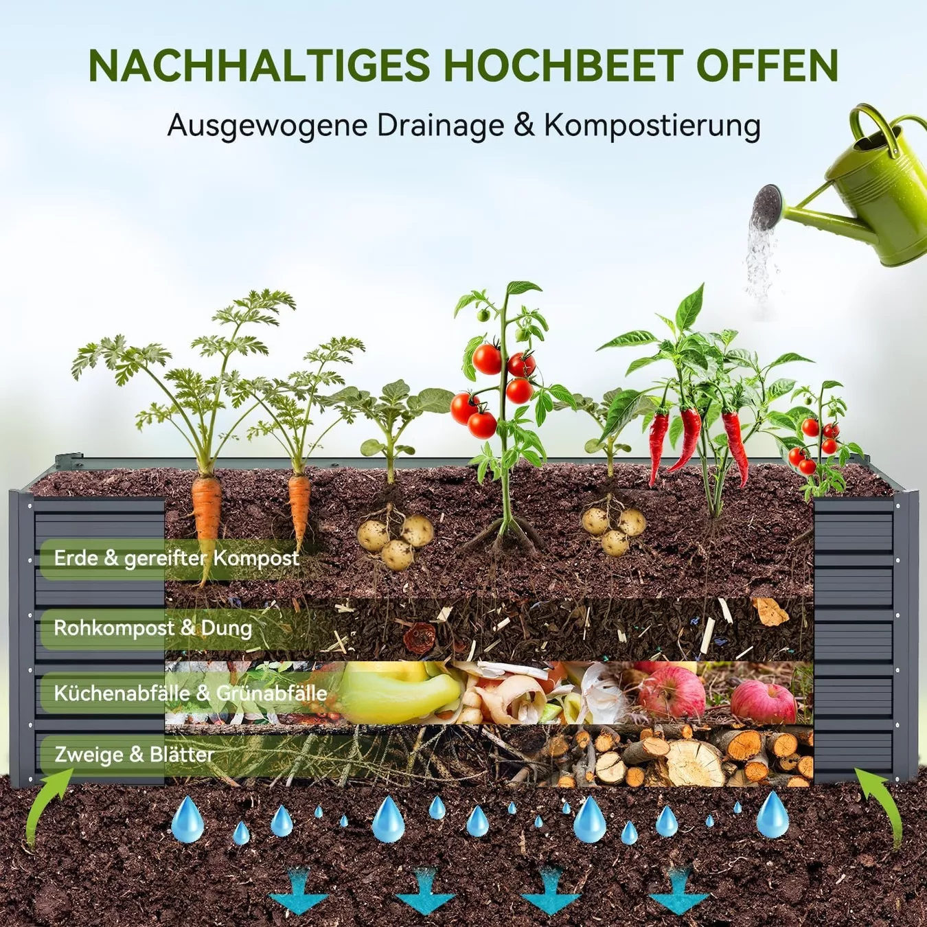 Vasi per fiori: Hochbeet Metall 240x90x60 cm Garten Anthrazit – Nuovo e nell'imballaggio originale da Schaffhausen venduto da lou_w76n 3