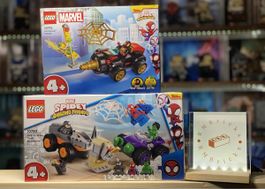 Lego Spidey Hulk vs Rhino & Drill Spinner Car 10782, 10792