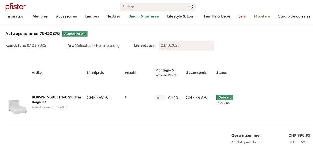 Betten: Pfister Boxspringbett 140x200cm – Neu (gemäss Beschreibung) aus Zürich von Alexandra_10K10 2