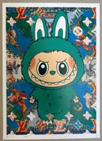 Death: Green Vuitton Labubu, POP Art, signiert 23/100