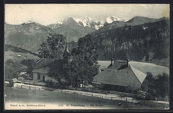 Ansichtskarten: St. Beatenberg, Kirche mit Strassenparti – Gebraucht aus Berlin von bartko-reher
