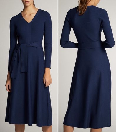 Massimo Dutti Elegant Knitted Midi Dress