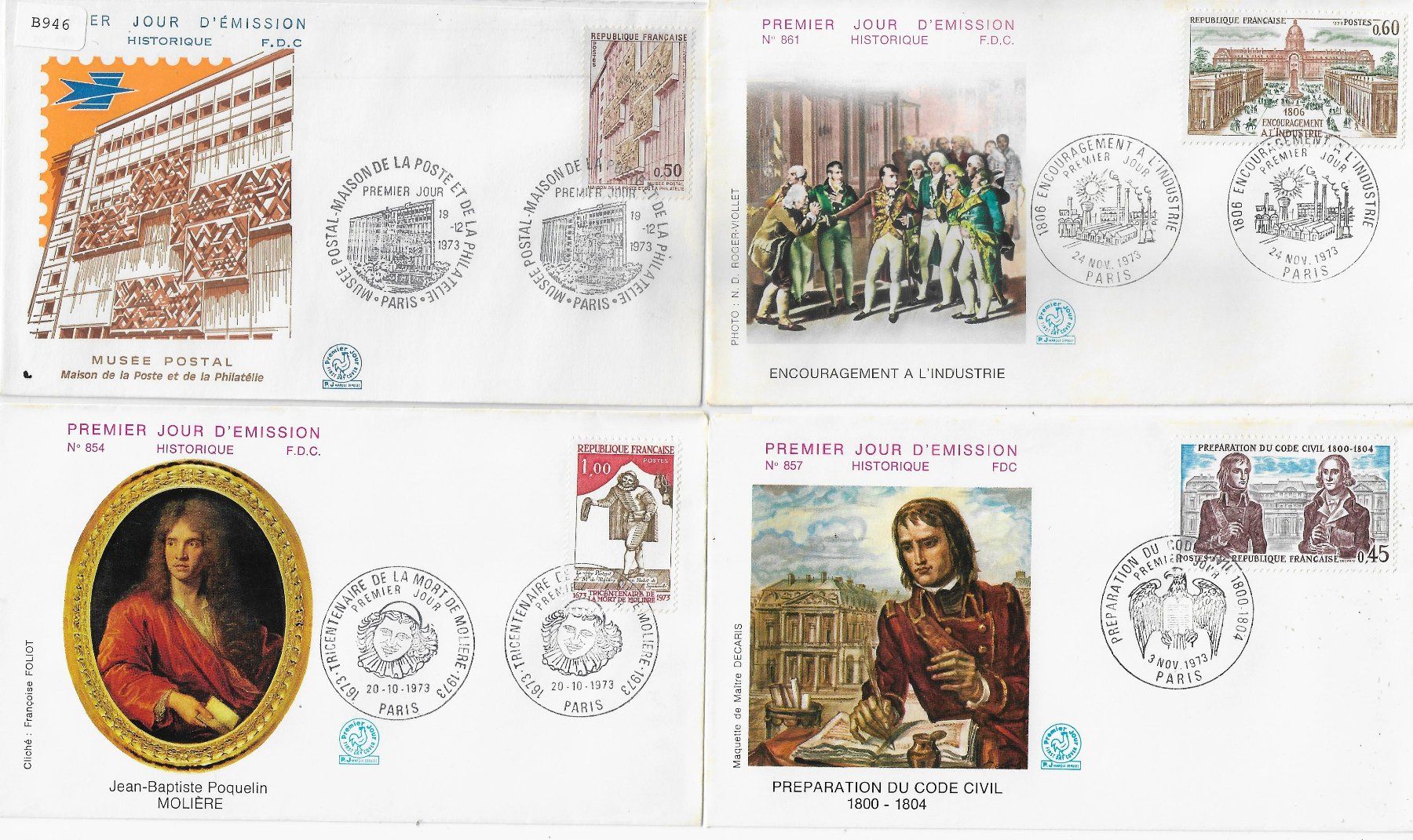 Tutti i francobolli: 4 FDC Frankreich 1973 – Nuovo e nell'imballaggio originale da Ettingen venduto da Kartenplanet
