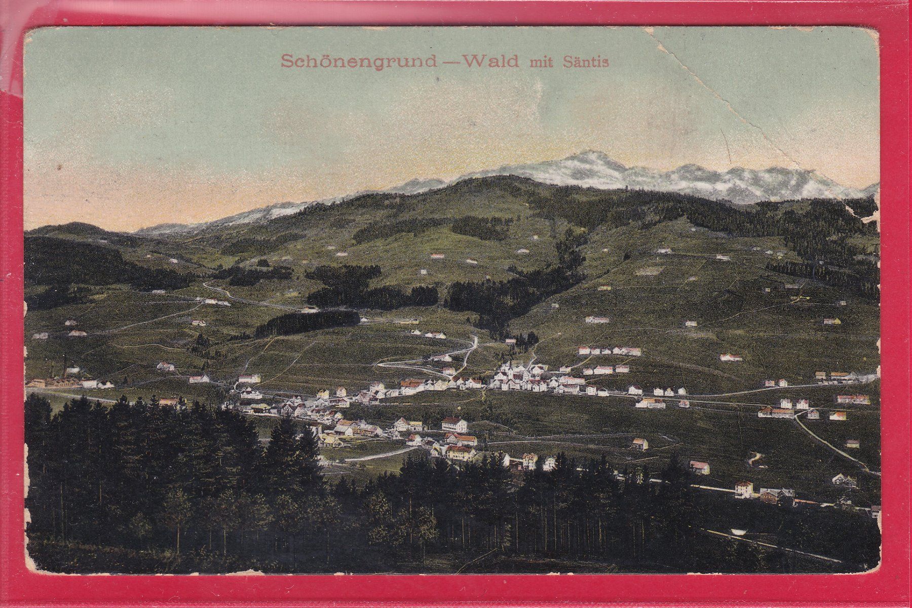 Cartoline postali: SCHÖNENGRUND - WALD MIT SÄNTIS, 14.9.1907 – Usato da Oberrieden venduto da Gebirgsstelze